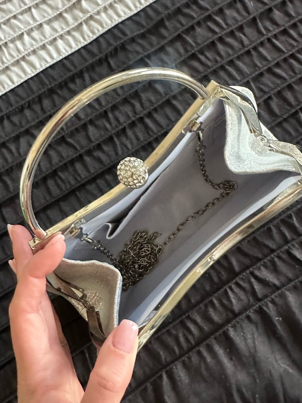 Silver Evening Handbag with Top Handle - Picture 5 of 5